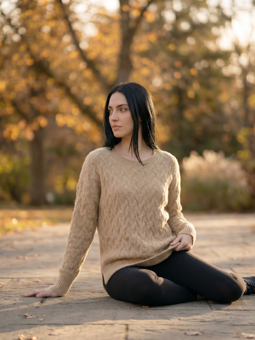 NWT Eileen Fisher Oatmeal Bouclé Sweater M | Organic Cotton Cozy Minimalist